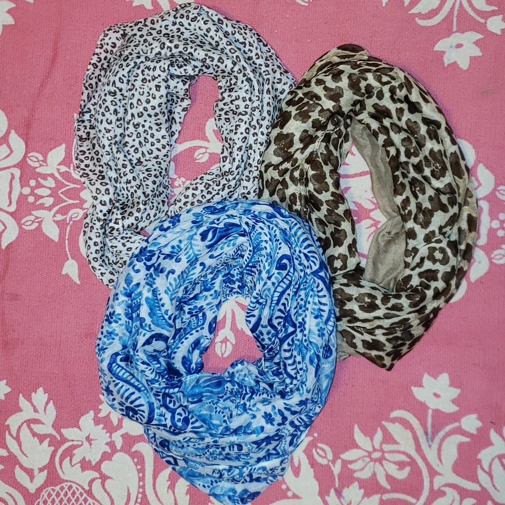 3 Multicolor Design Infiniti Scarves Bundle